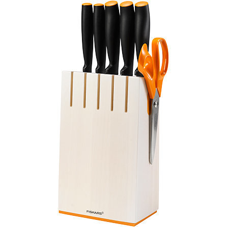 Набор ножей Fiskars Functional Form в деревянном белом блоке 5шт 1014209