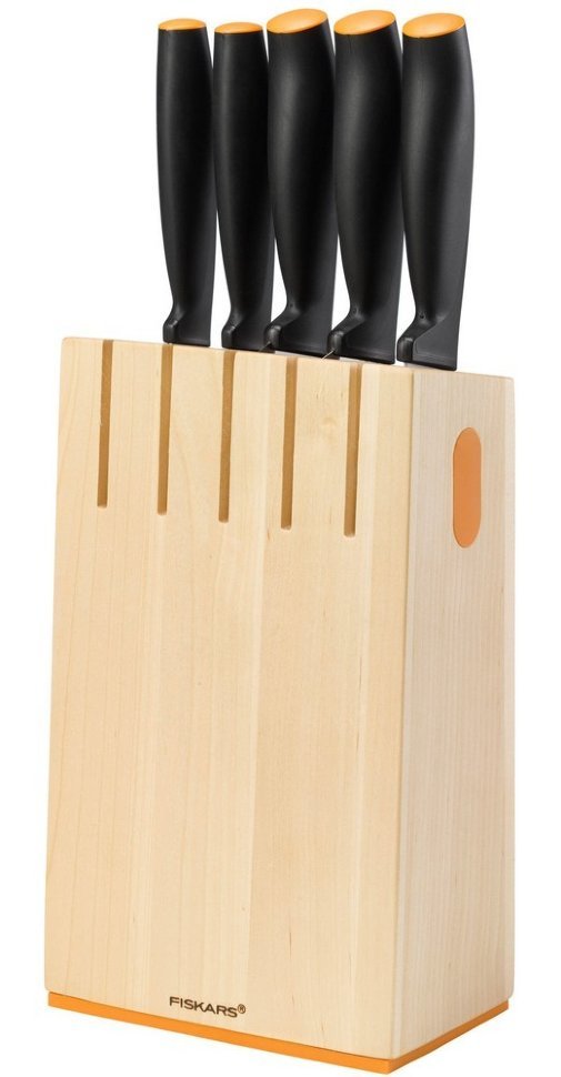 Набор ножей Fiskars Functional Form в деревянном белом блоке 5шт 1014211